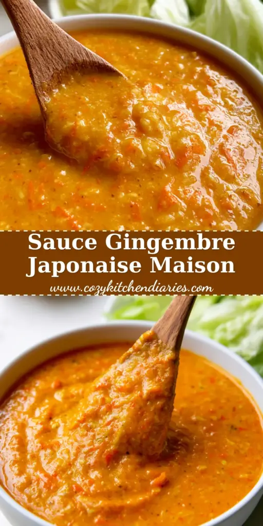 Sauce salade japonaise au gingembre et carottes : La recette authentique 4 Gros plan d'une sauce salade japonaise orange pulpeuse dans un bol blanc avec une cuillère en bois, servie avec une salade iceberg. (sauce salade japonaise)