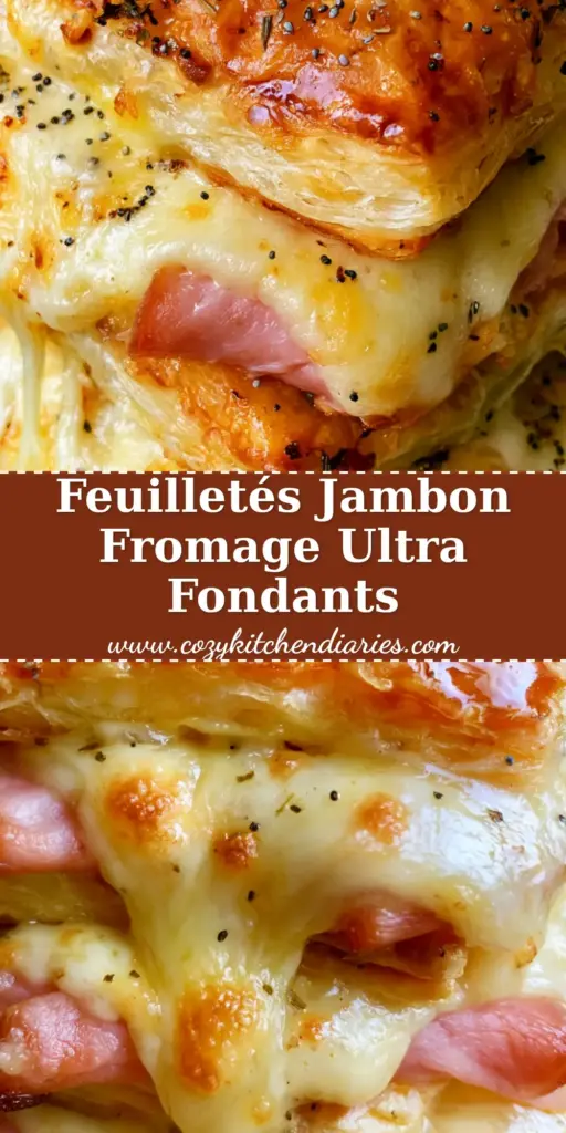 Feuilletés jambon fromage : La Recette Ultime pour un Feuilletage Artisanal et Fondant 4 Une pile de feuilletés jambon fromage croustillants avec du fromage fondu qui coule sur les côtés.
