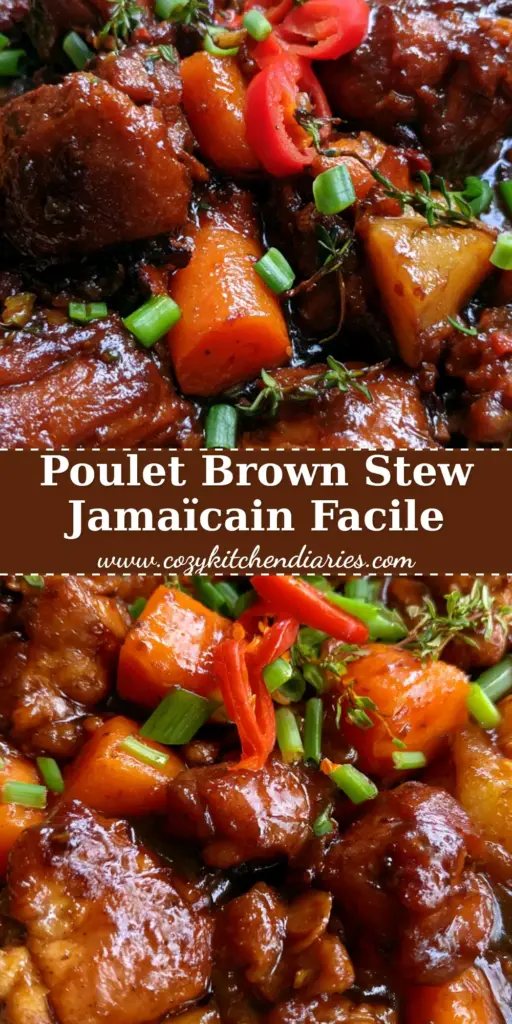 Gros plan sur un bol de poulet brown stew jamaïcain avec une sauce acajou, des carottes et des pommes de terre. (poulet brown stew)