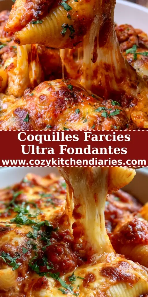 Gros plan de coquilles farcies avec un étirement spectaculaire de mozzarella et de la saucisse italienne. (coquilles farcies)